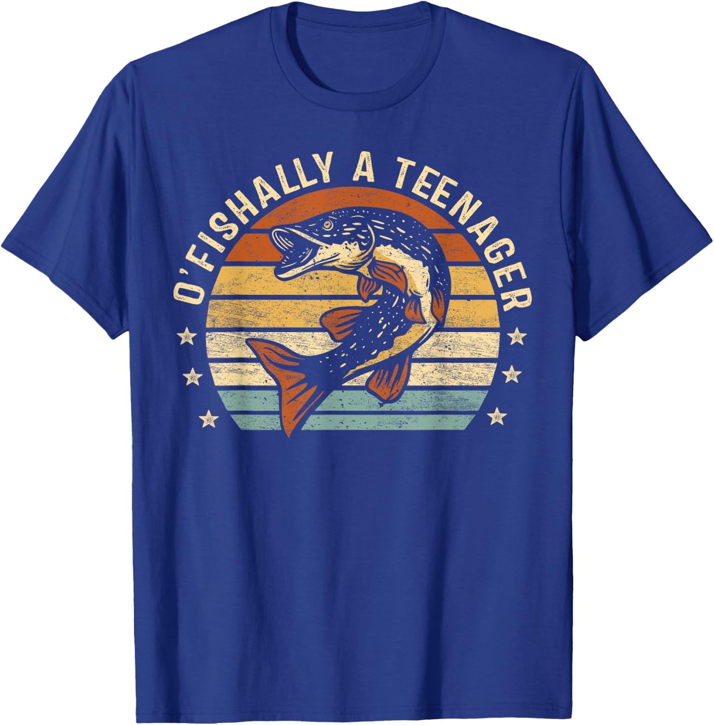 O'Fishally A Teenager 13th Birthday Fishing Fisherman Gifts T-Shirt - T-Shirt | Royal