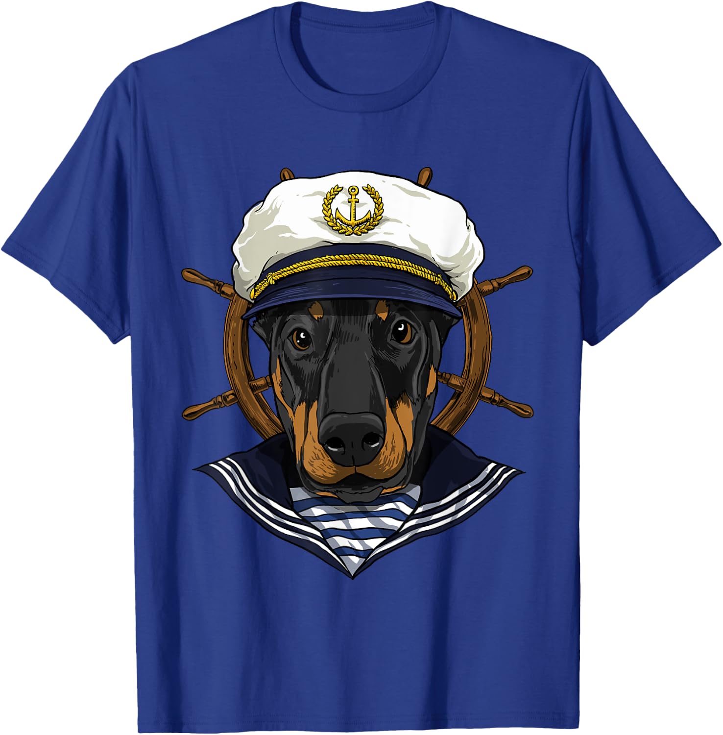Boat Captain Doberman Dog Lover Pet Boat Lover Owner Sailor T-Shirt - T-Shirt | Royal