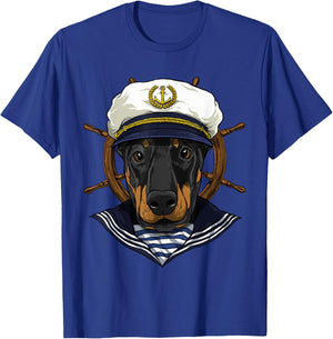 Boat Captain Doberman Dog Lover Pet Boat Lover Owner Sailor T-Shirt - T-Shirt | Royal