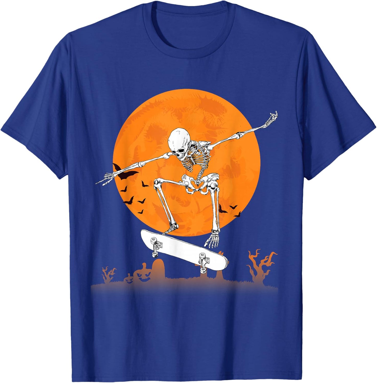 Skateboarding Skeleton Halloween Men Boys Skating Skeleton T-Shirt - T-Shirt | Royal