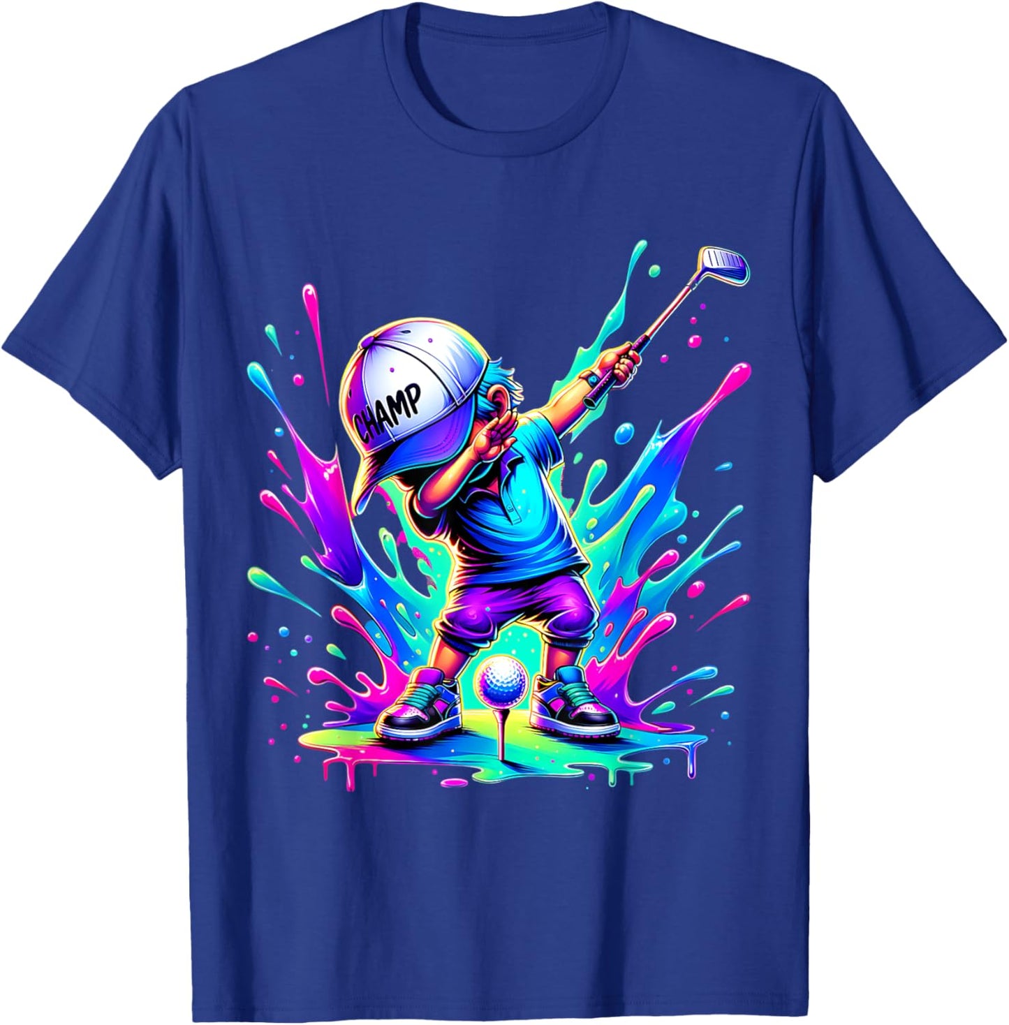 Dabbing Golfer Funny Golfing Golfer Dad Men Boys Kids Youth T-Shirt - T-Shirt | Royal