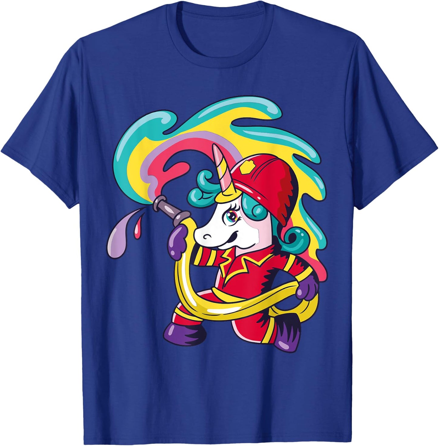 Volunteer Fire Brigade Unicorn Firefighter T-Shirt - T-Shirt | Royal