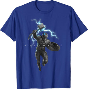 Marvel Avengers Endgame Captain America Assemble Lightning T-Shirt - T-Shirt | Royal
