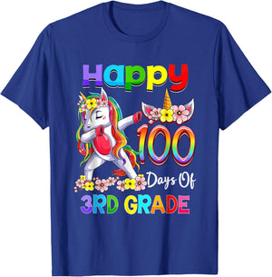 Dabbing Unicorn 100th Day Of School 3rd Grade Girls Teacher T-Shirt - T-Shirt | Royal