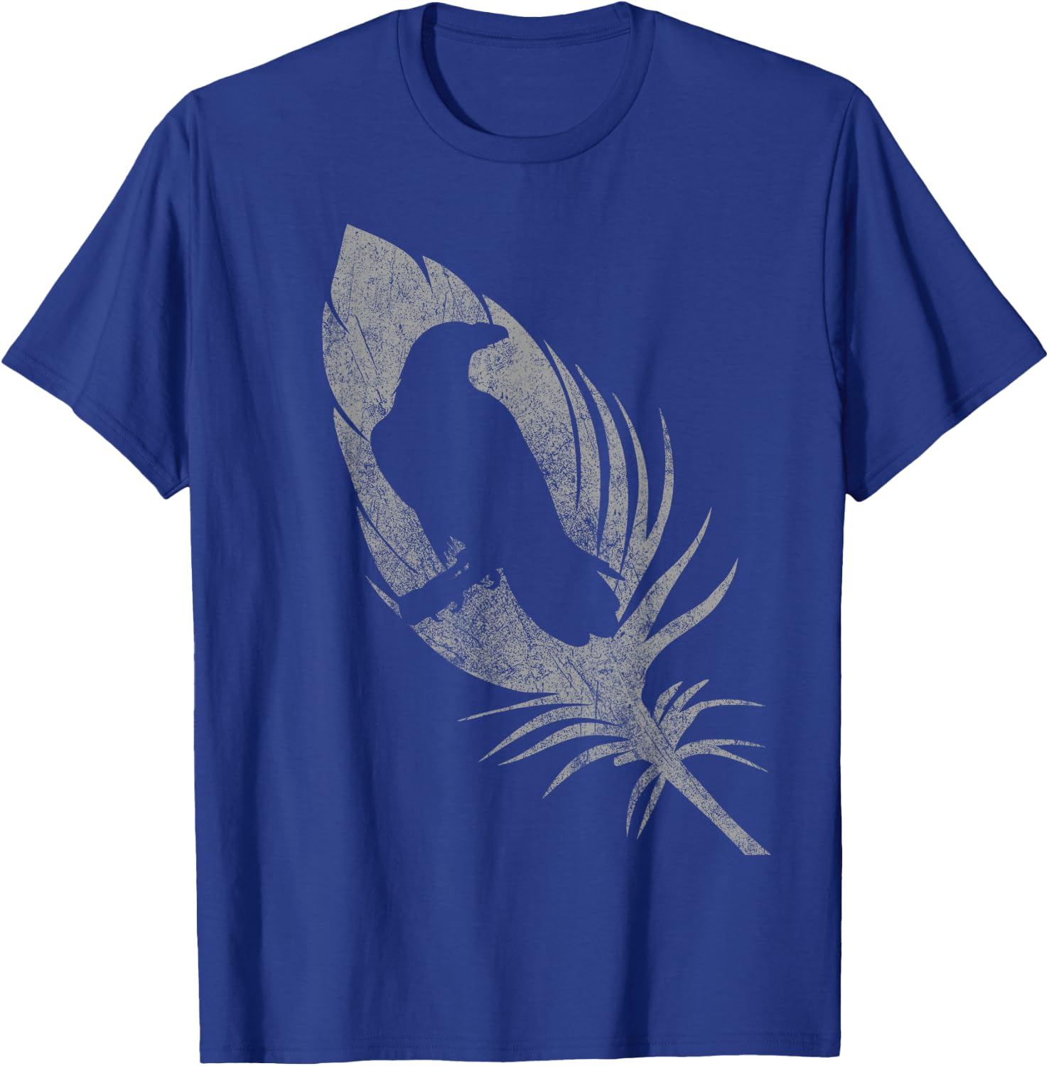 Raven silhouette beautiful crow feather distressed gothic T-Shirt - T-Shirt | Royal