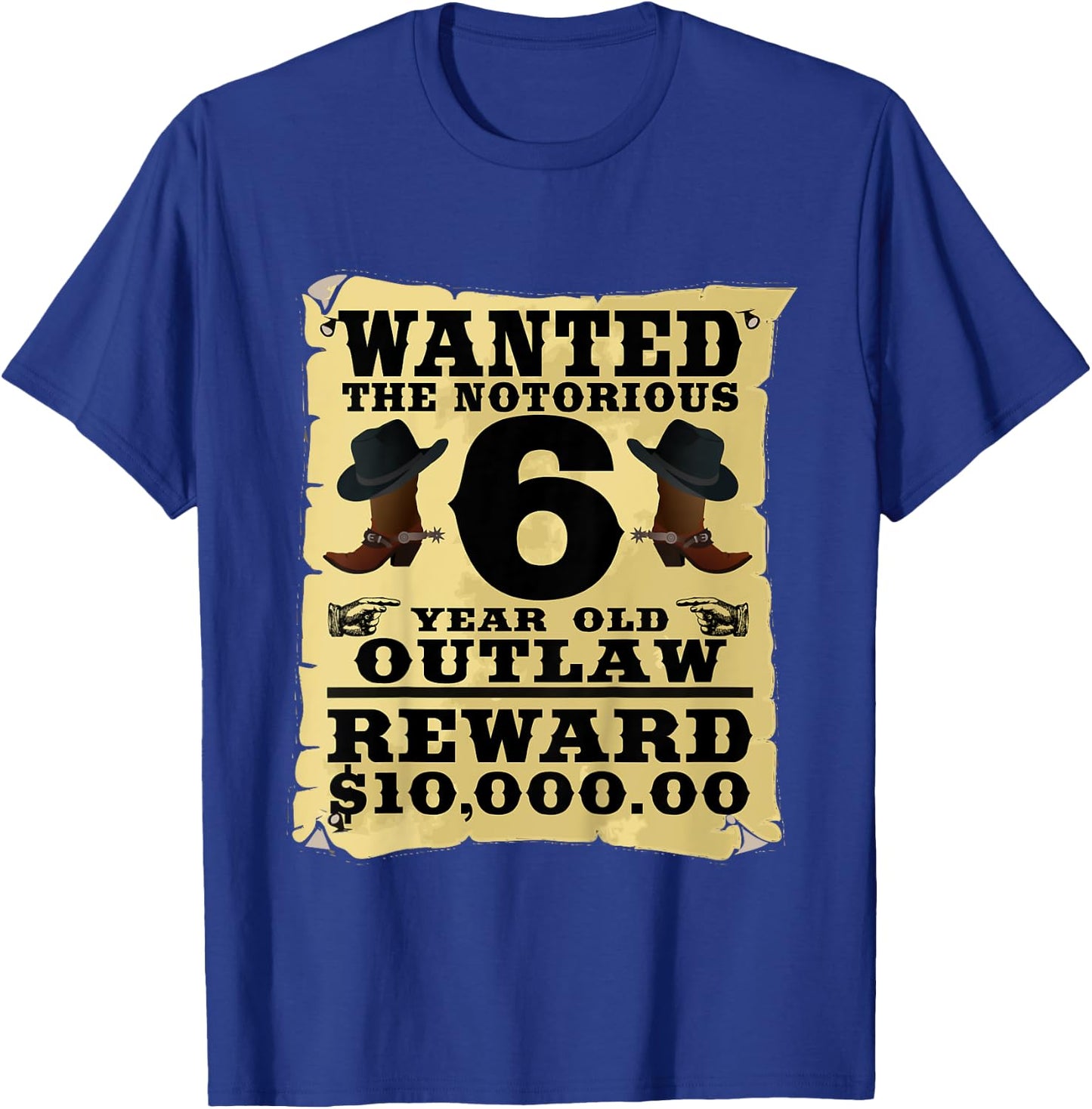 Kids 6 Year Old Cowboy Birthday Party Wild West Western 6th Gift T-Shirt - T-Shirt | Royal