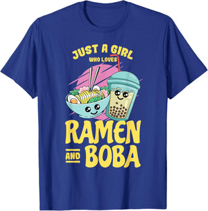 Just a Girl who Loves Ramen and Boba Bubble Tea Small T-Shirt - T-Shirt | Royal