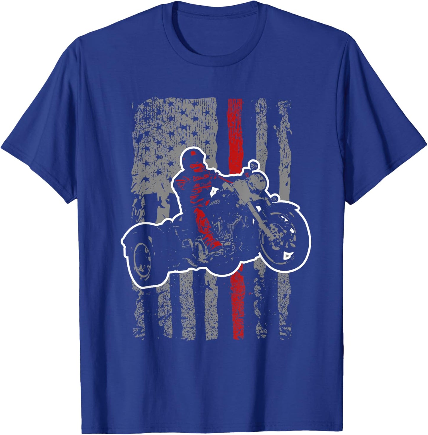 USA Flag Trike Bike Men's Motorcycle Trike Rider Triker T-Shirt - T-Shirt | Royal