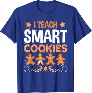 I Teach Smart Cookies Ginger bread Christmas Teacher Xmas Men Women Kids T-Shirt - T-Shirt | Royal