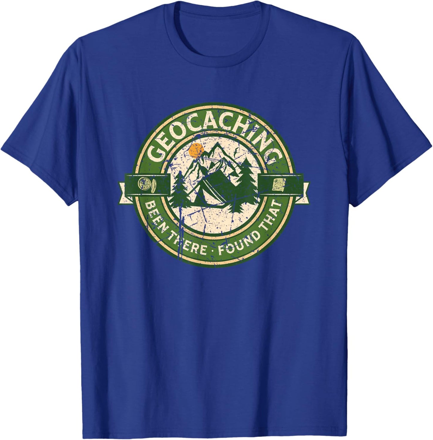 Geocaching Funny Retro Distressed Geocache Lover Men Women T-Shirt - T-Shirt | Royal
