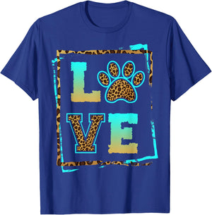 Love Paw Pet Owner Dog Mom Fur Mama Leopard Print Women Gift T-Shirt - T-Shirt | Royal