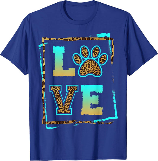 Love Paw Pet Owner Dog Mom Fur Mama Leopard Print Women Gift T-Shirt - T-Shirt | Royal
