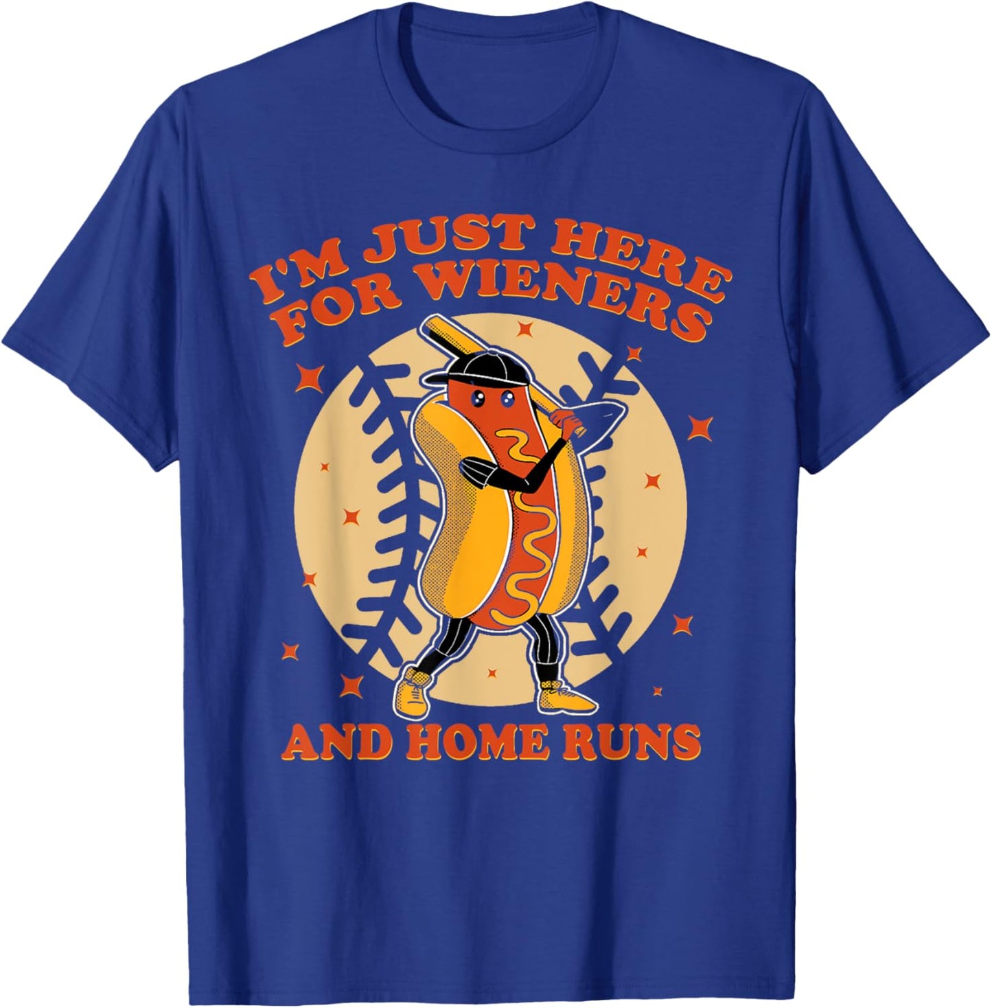 I'm Just Here For Wieners And Home Runs Dogs And Sport Lover T-Shirt - T-Shirt | Royal