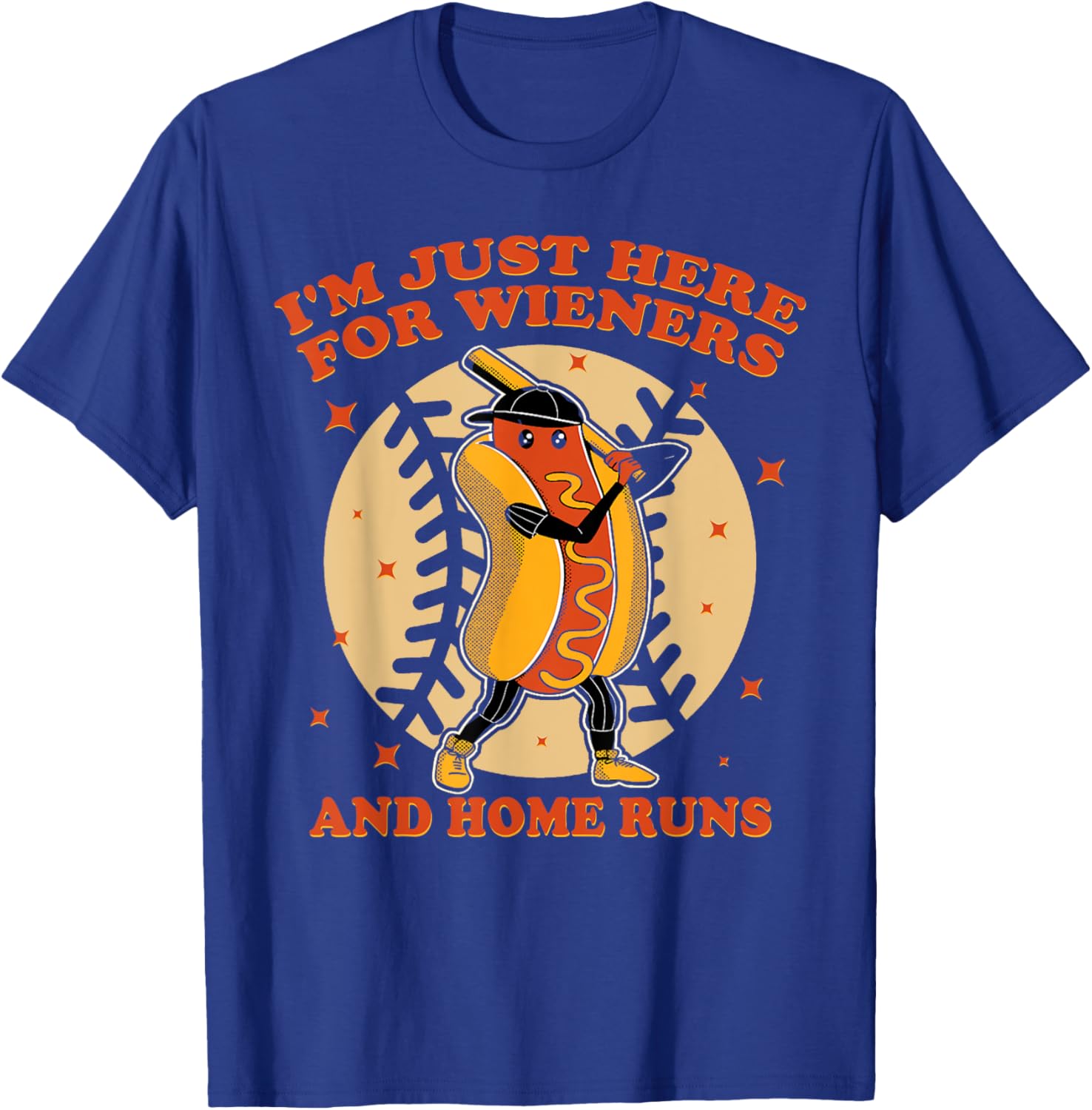 I'm Just Here For Wieners And Home Runs Dogs And Sport Lover T-Shirt - T-Shirt | Royal