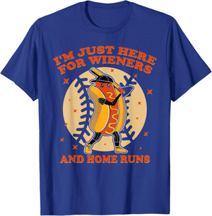 I'm Just Here For Wieners And Home Runs Dogs And Sport Lover T-Shirt - T-Shirt | Royal