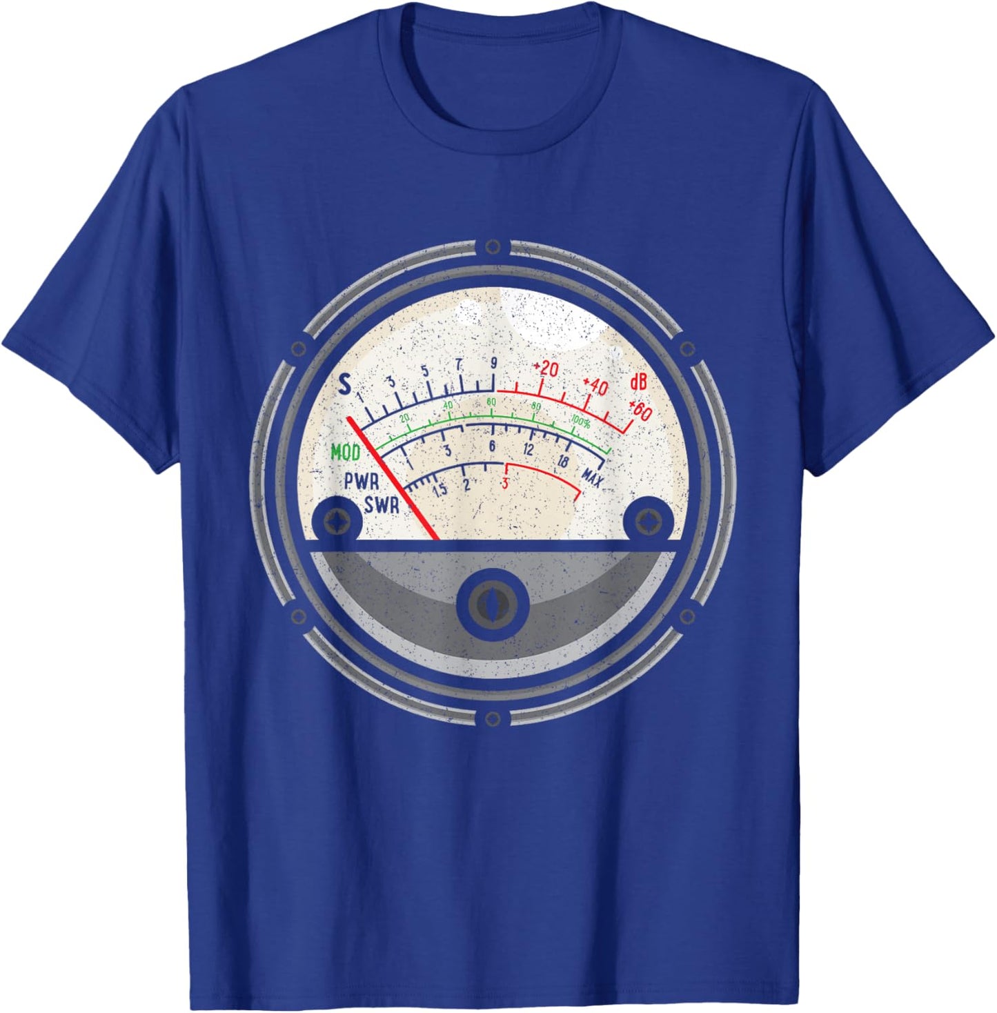 Ham Radio Operator Administrator Nerd SWR Meter Distressed T-Shirt - T-Shirt | Royal