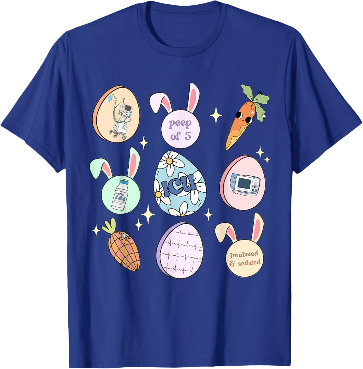 ICU Nurse Easter Bunny Intensive Care Unit Easter Day Outfit T-Shirt - T-Shirt | Royal