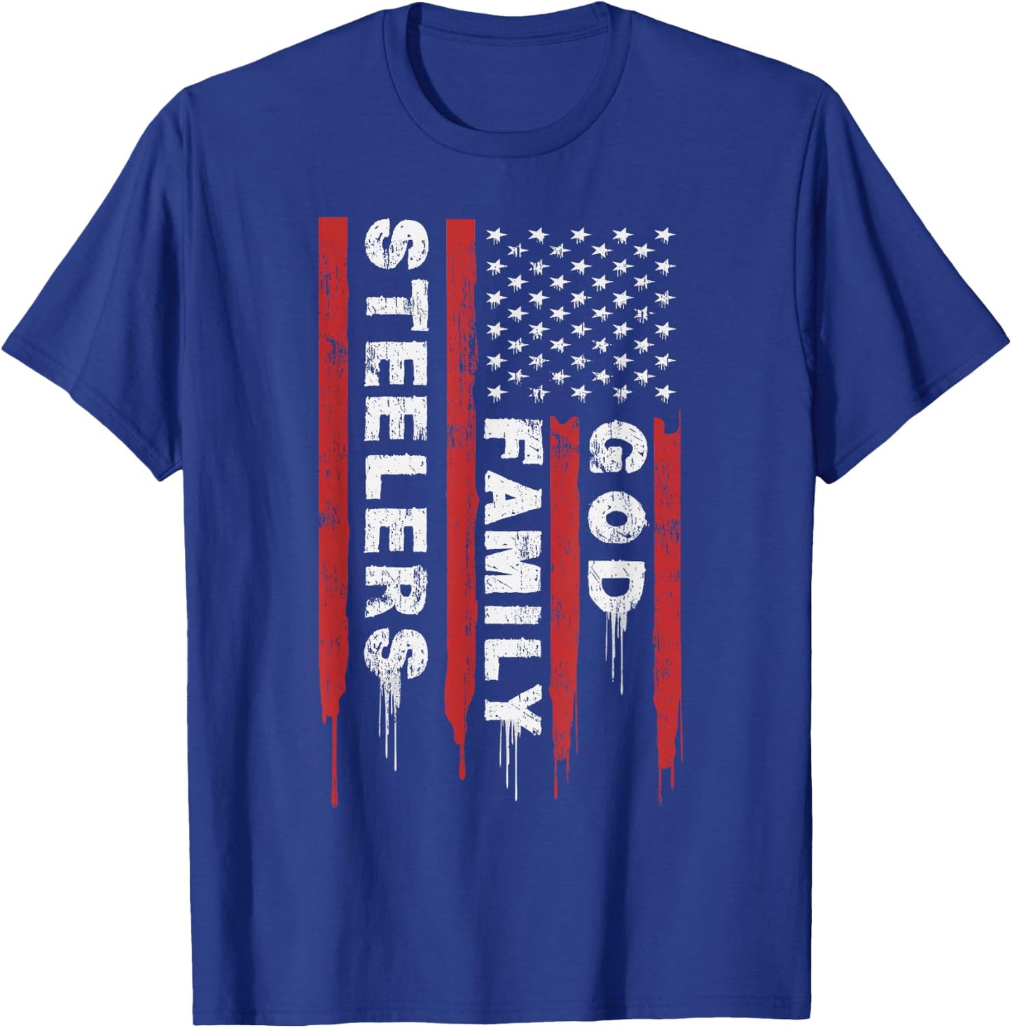 This Pro Us Flag God Family Steelers T-Shirt - T-Shirt | Royal