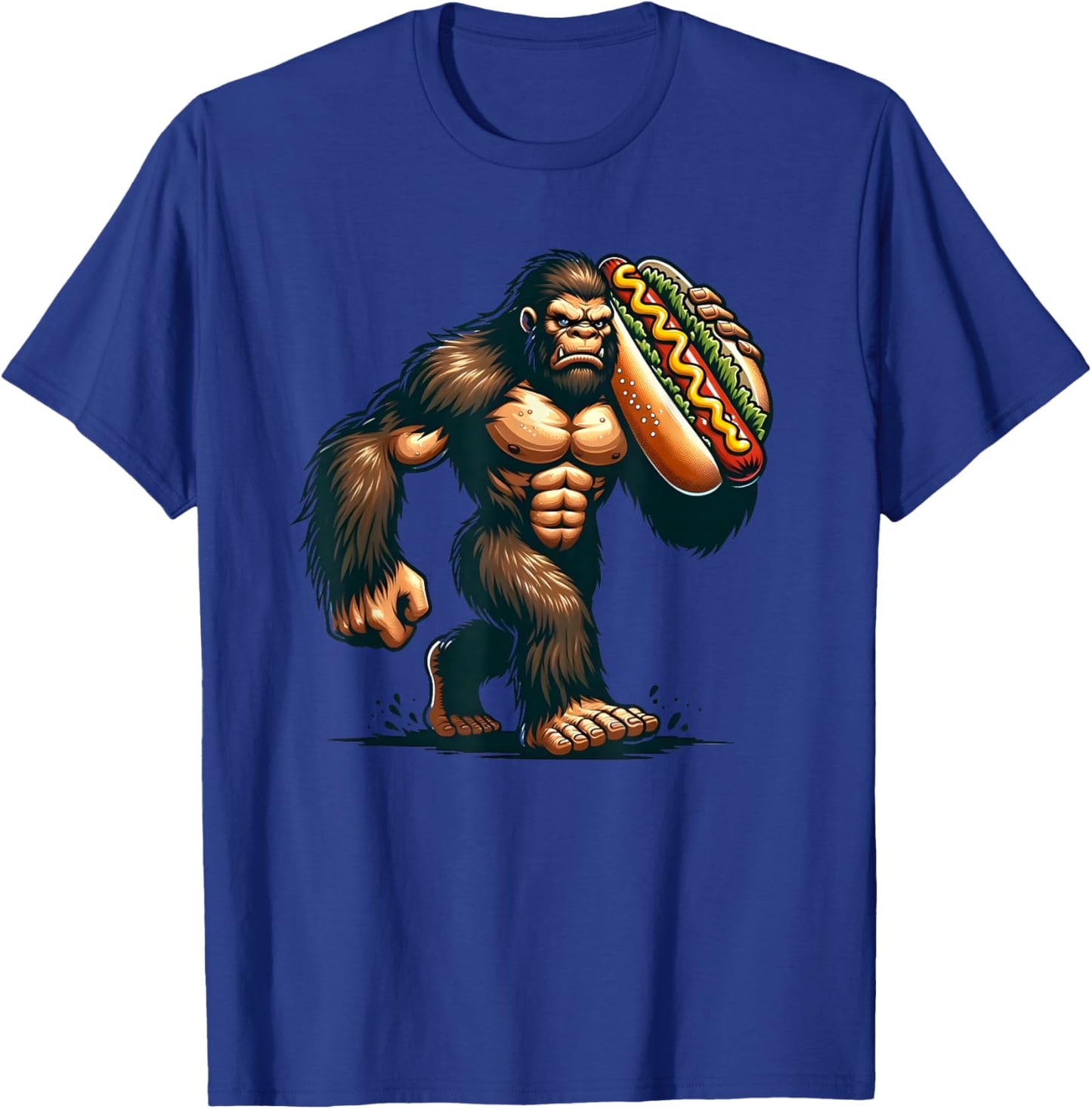 Bigfoot Hotdog Funny Boys Kids Men Sasquatch Food Lovers T-Shirt - T-Shirt | Royal