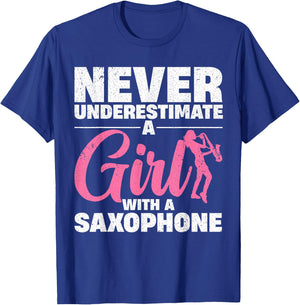 Funny Saxophone Design For Girls Women Saxophonist Sax Lover T-Shirt - T-Shirt | Royal