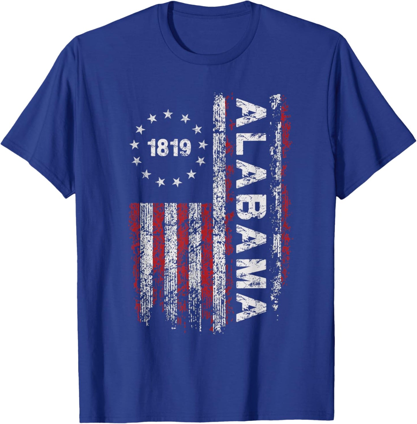 1819 Alabama State US Flag Vintage Women Youth T-Shirt - T-Shirt | Royal