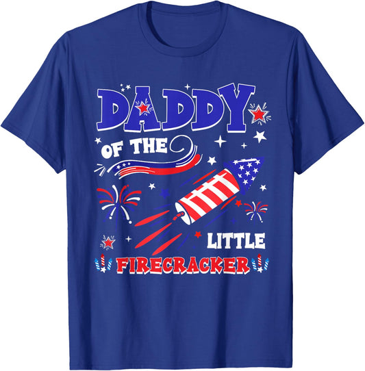 Daddy of The Little Firecracker 4th of July Funny Men Dad T-Shirt - T-Shirt | Royal