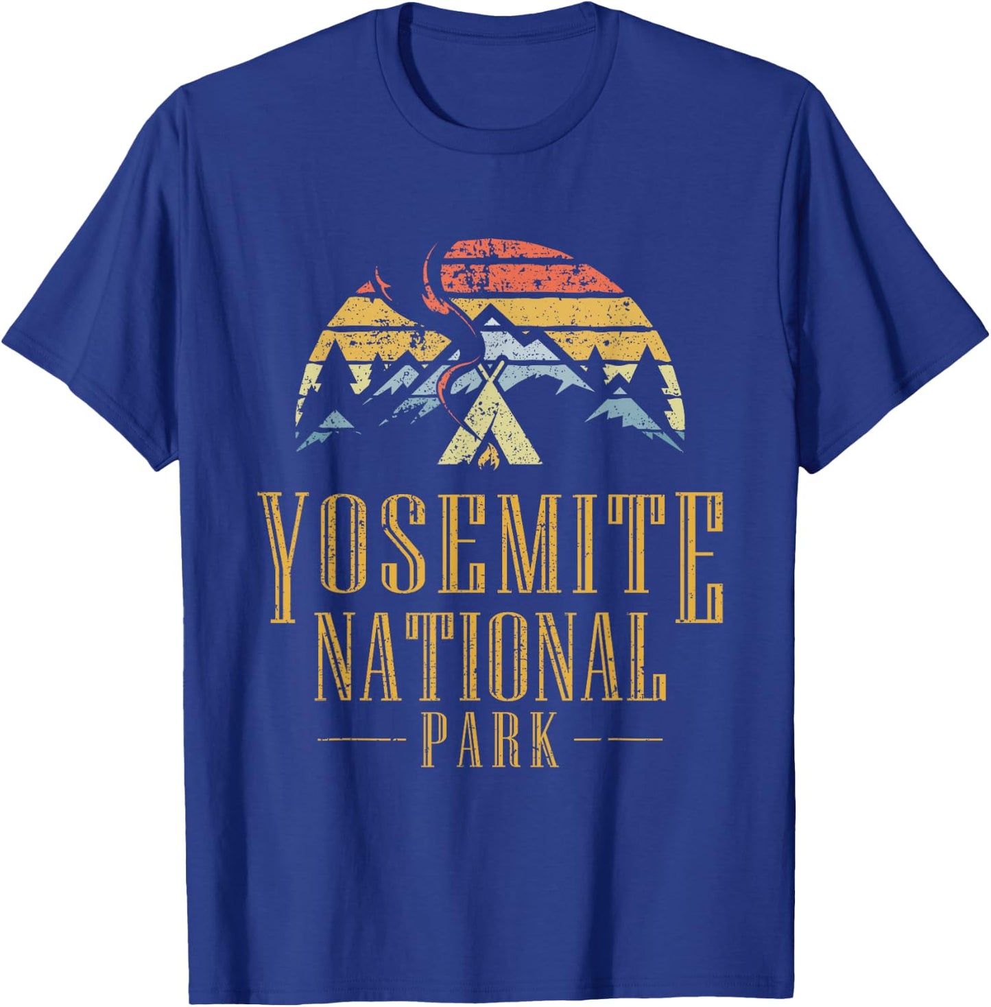 Vintage Yosemite National Park Campfire T Shirt T-Shirt - T-Shirt | Royal