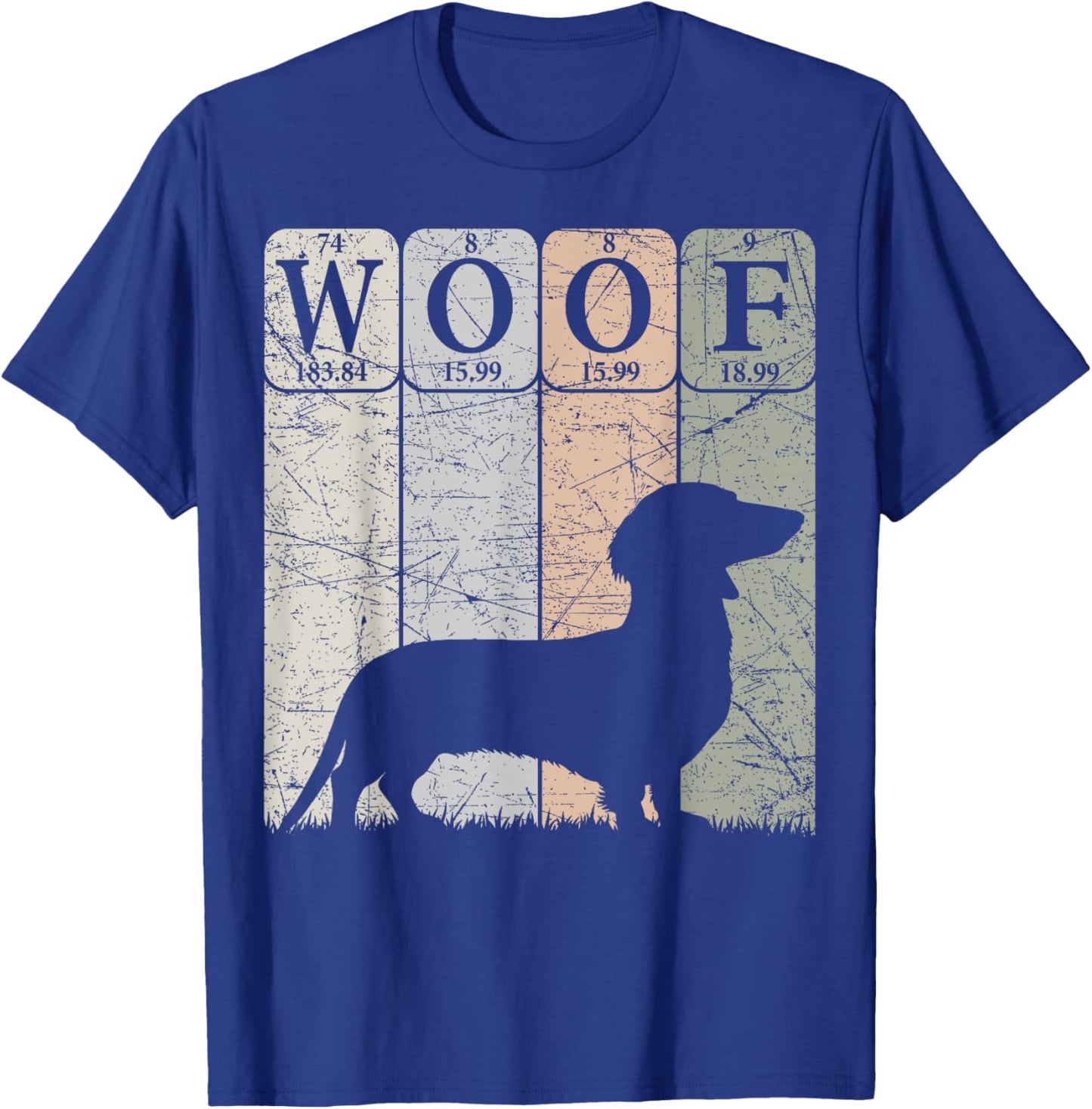 Dachshund Dog Periodic Table Elements Dog Lover Woof T-Shirt - T-Shirt | Royal