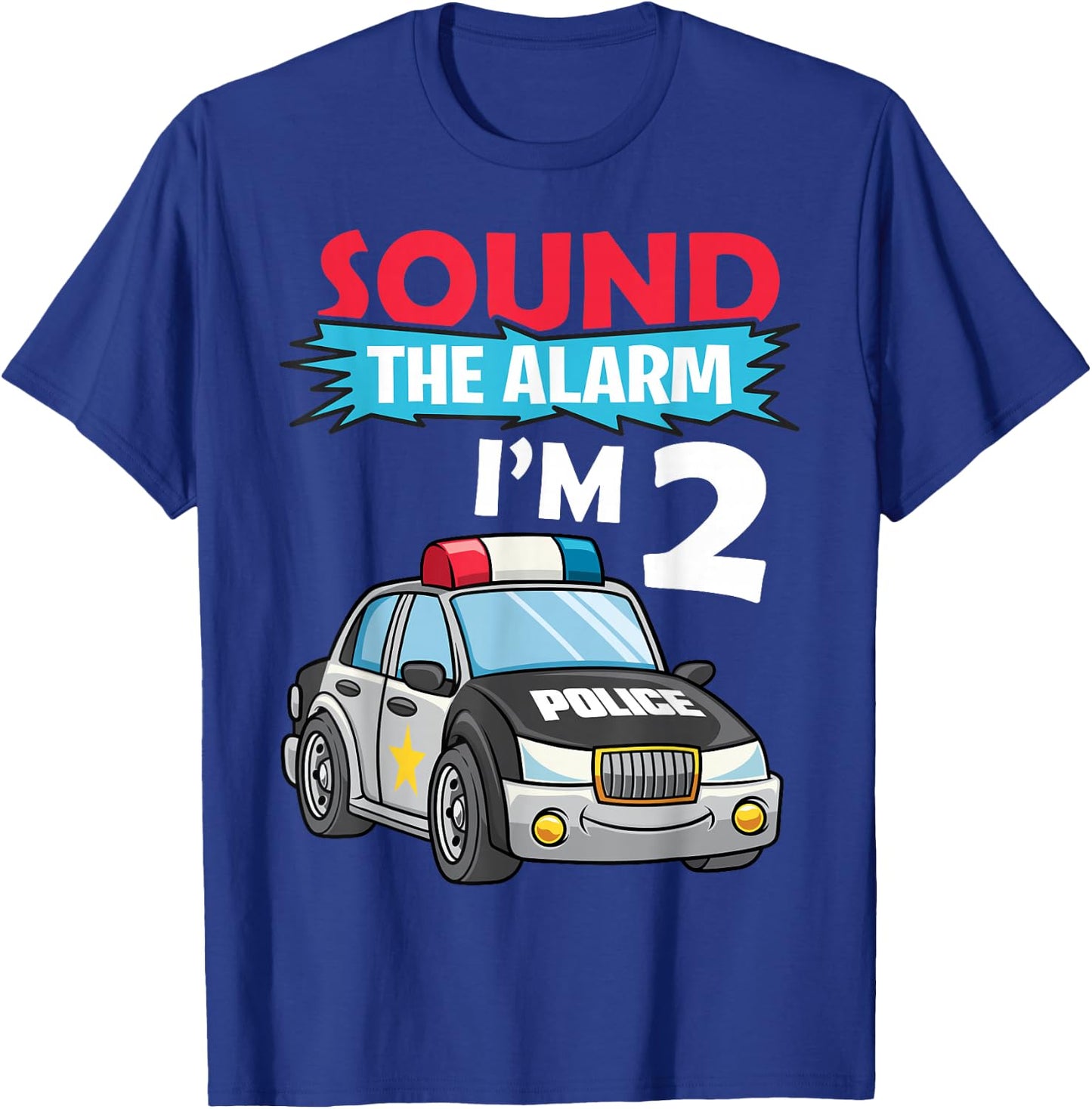 Birthday Boy Shirt 2 Years Old Police Car Policeman Cop T-Shirt - T-Shirt | Royal