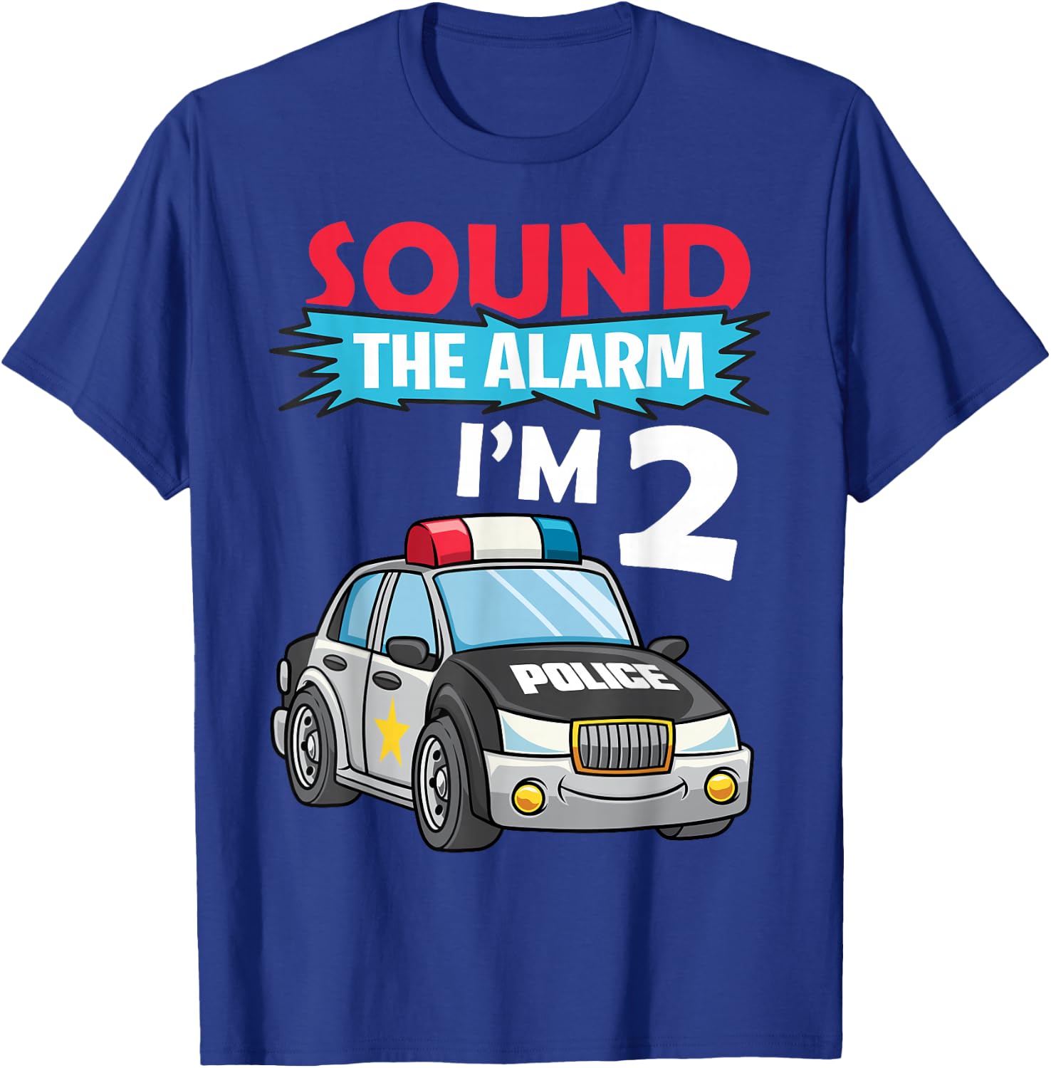 Birthday Boy Shirt 2 Years Old Police Car Policeman Cop T-Shirt - T-Shirt | Royal