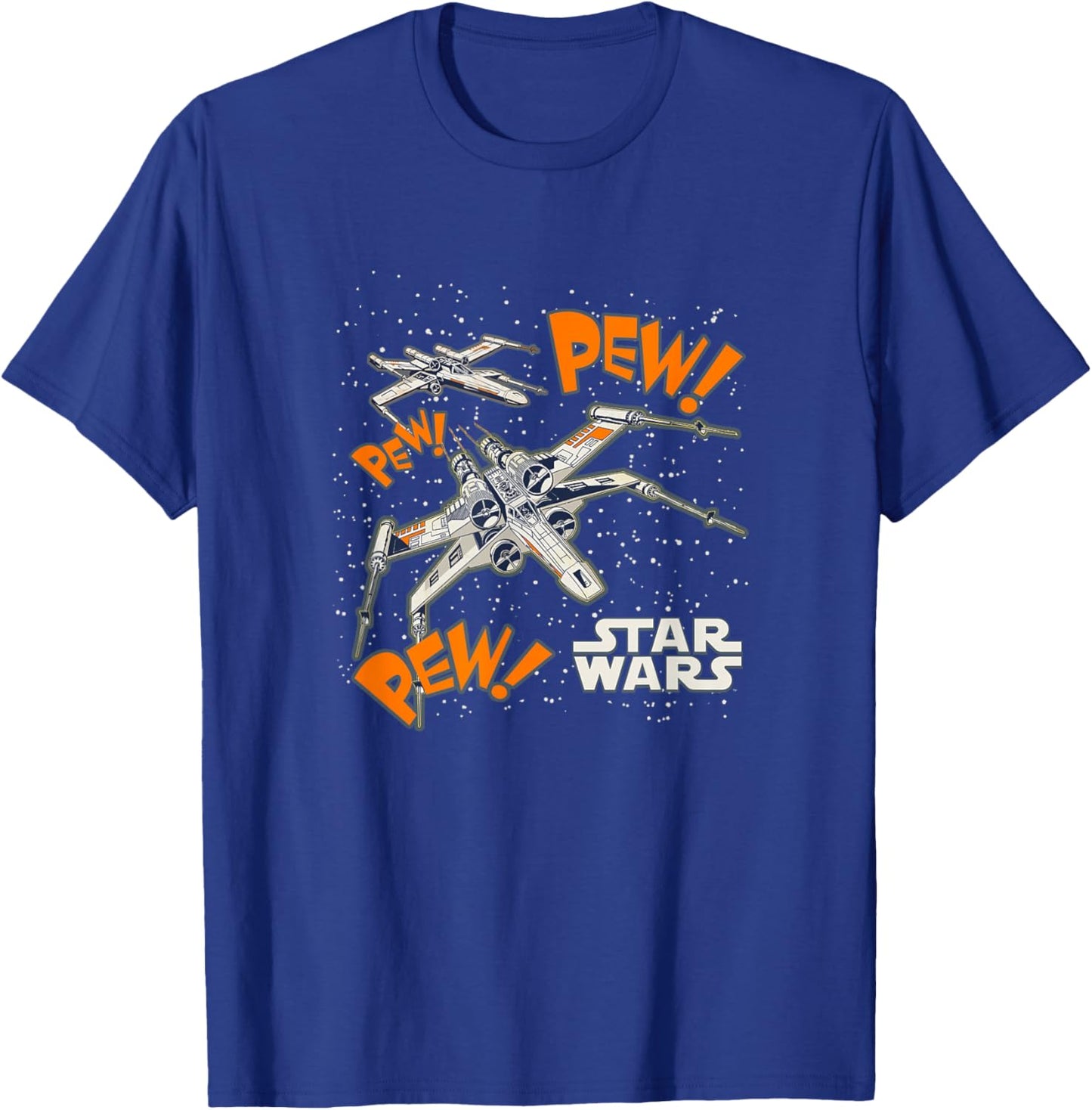 Star Wars Classic X-Wing Fighter Vintage Pew Pew Poster T-Shirt - T-Shirt | Royal