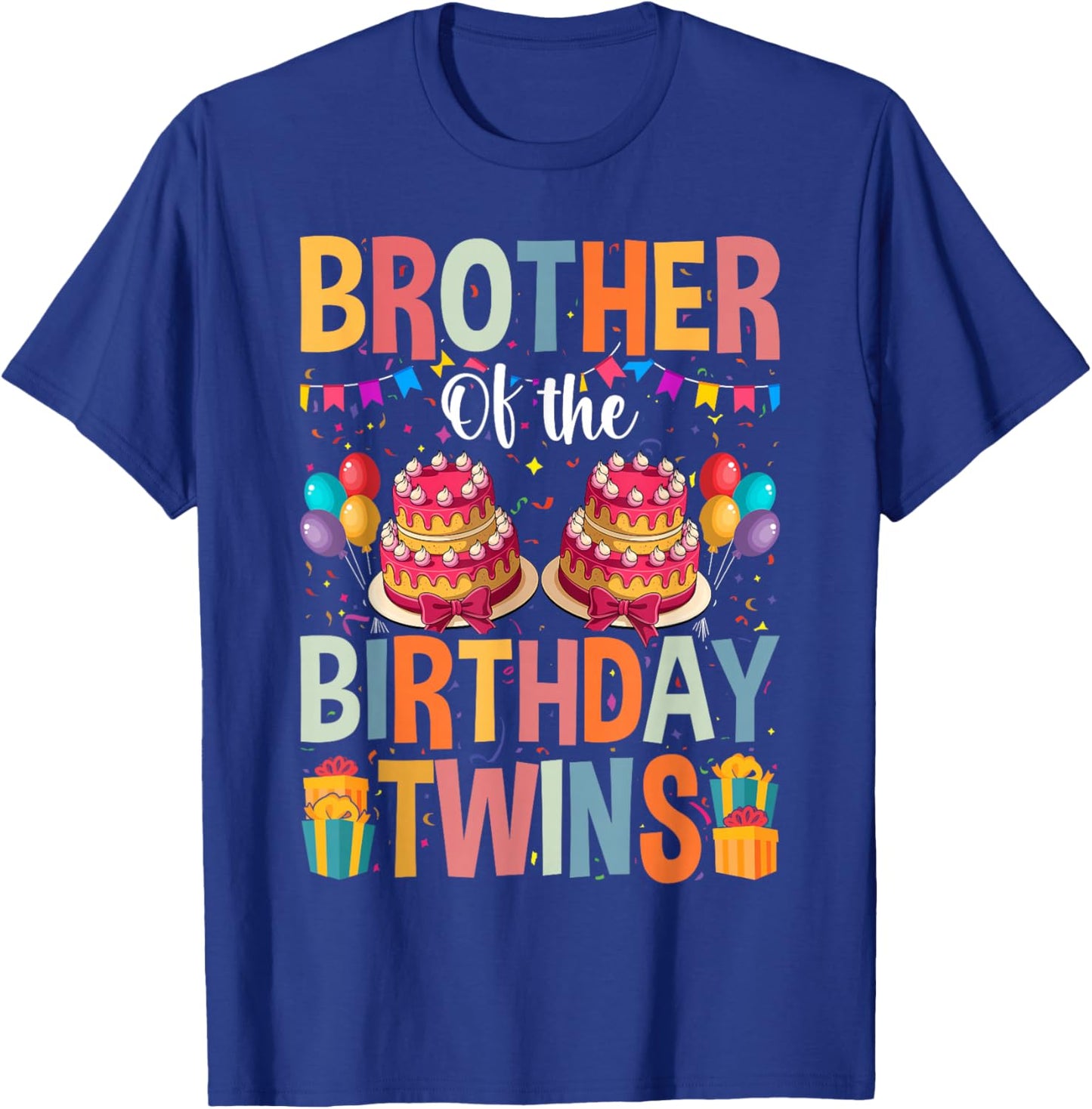 Brother Of The Birthday Twins Kids Big Brother Of Twins Bday T-Shirt - T-Shirt | Royal