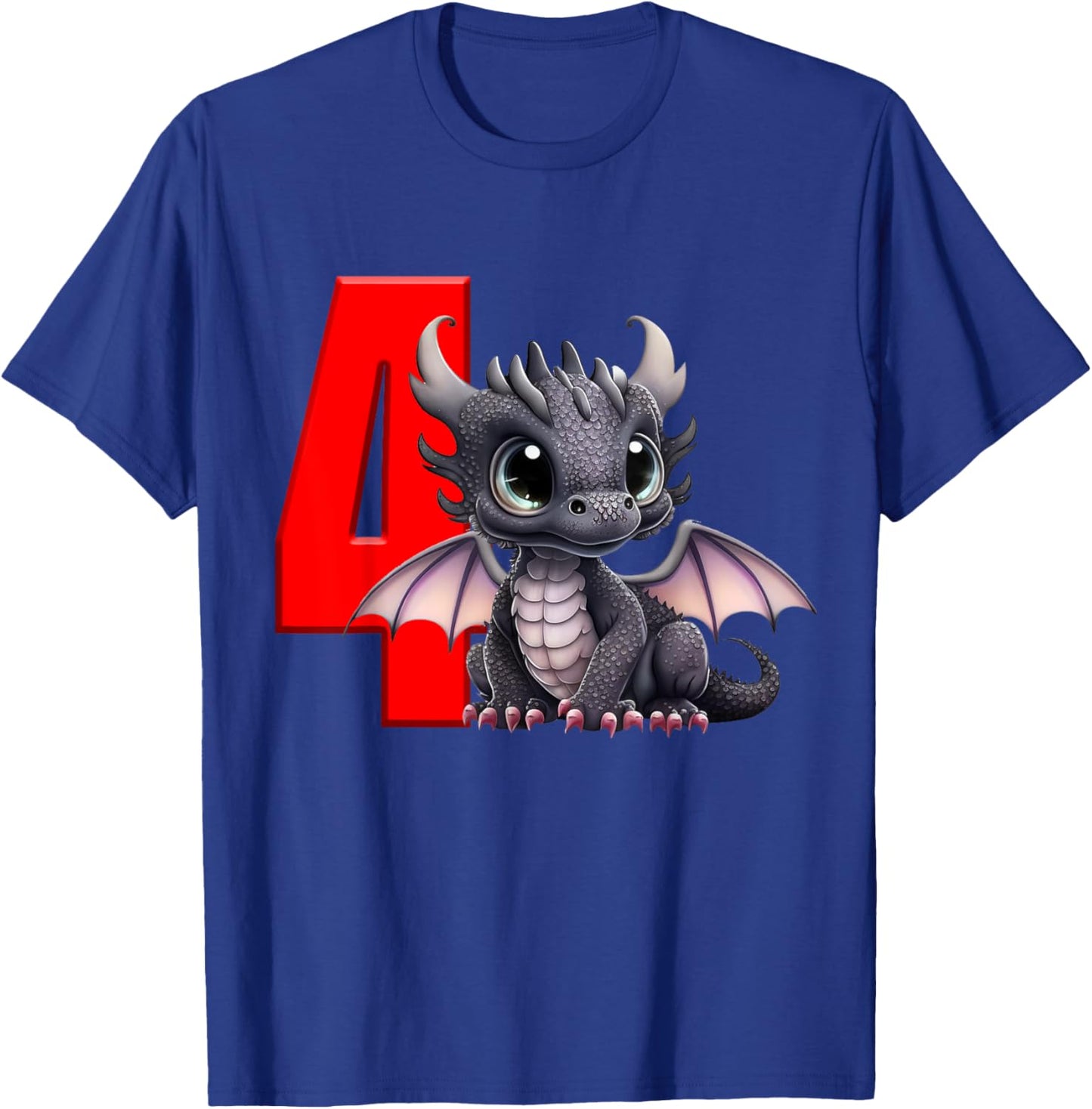 4th Birthday Shirt Dragon Party Birthday Boy Red Kids Four 4 T-Shirt - T-Shirt | Royal
