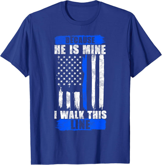 Police Wife Shirt Thin Blue Line Gift Police Girlfriend T-Shirt - T-Shirt | Royal