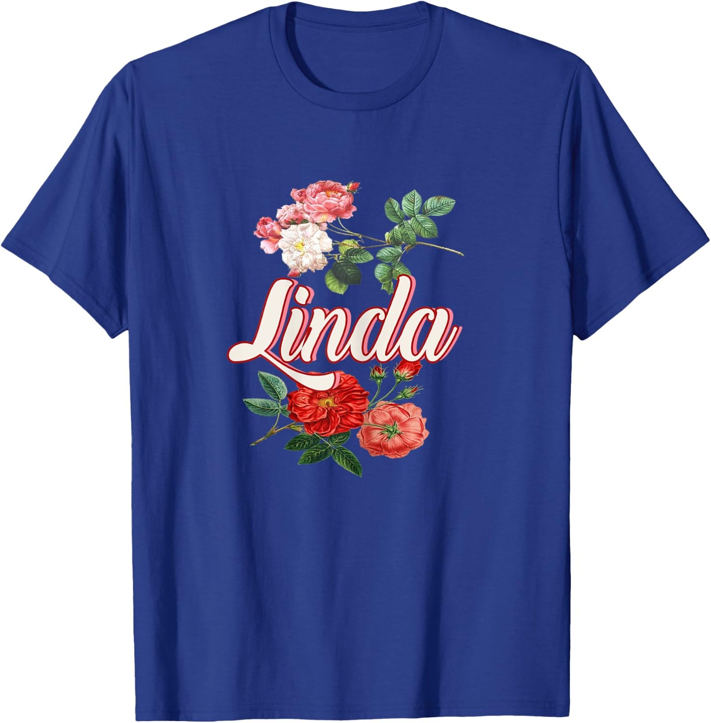 Linda Name With Flowers T-Shirt - T-Shirt | Royal