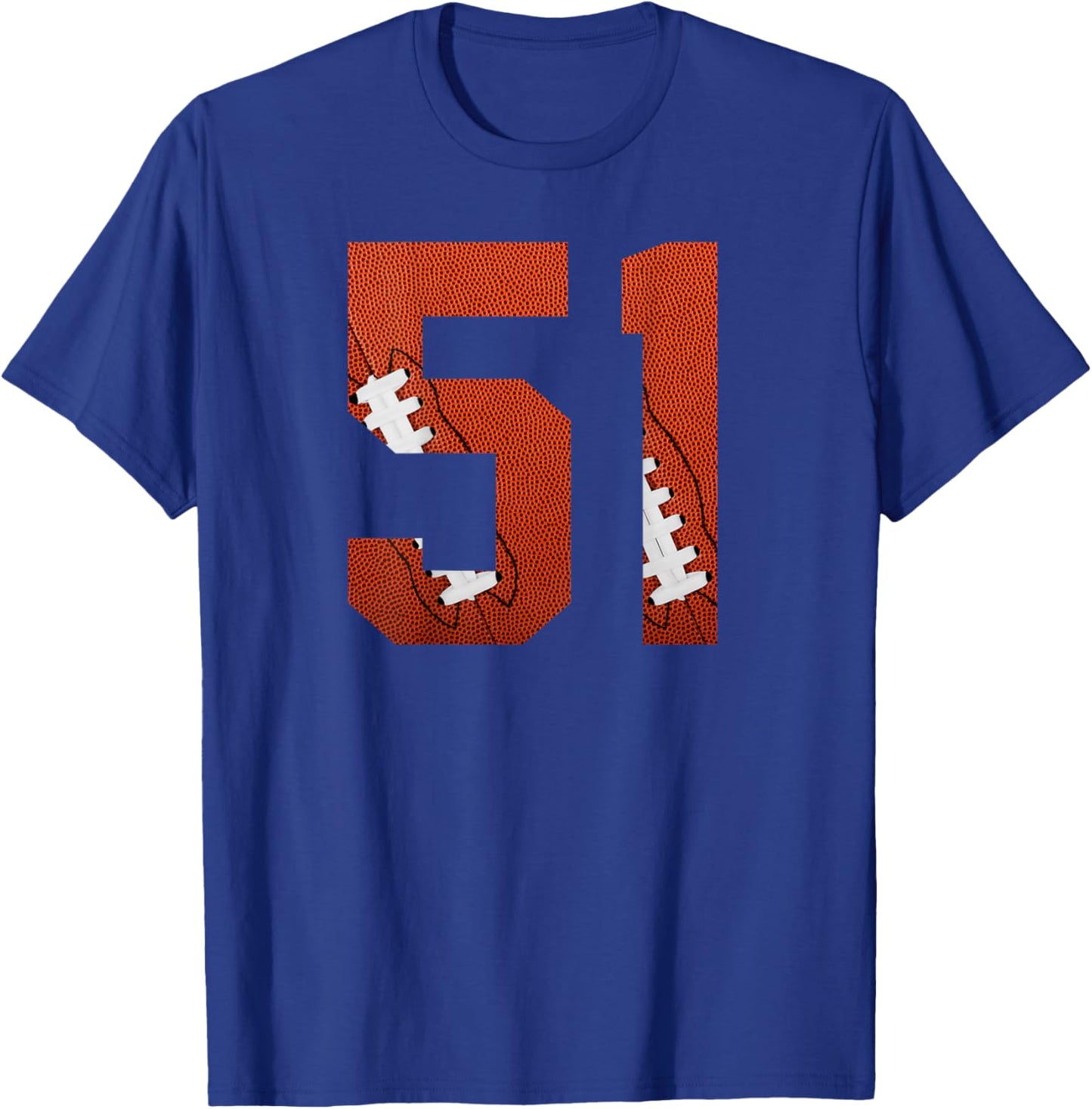 Number 51 BACKSIDE - American Football Jersey Numbered T-Shirt - T-Shirt | Royal