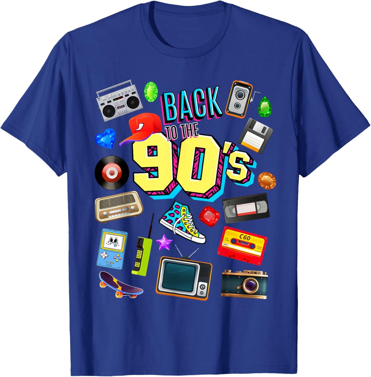 Men's Women's Kids Vintage Retro Back To 90's Graphic Design T-Shirt - T-Shirt | Royal