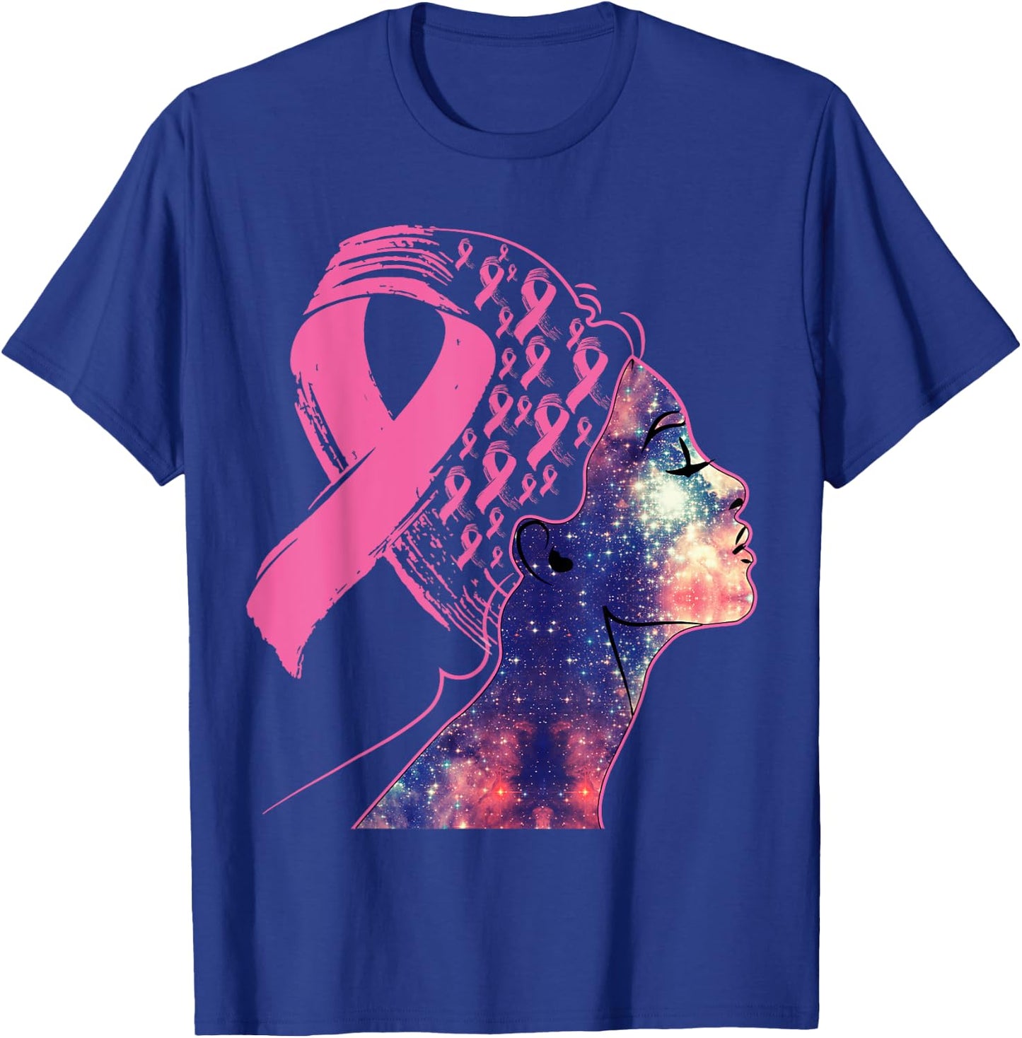 Black Women Queen Stronger Than Breast Cancer Pink Ribbon T-Shirt - T-Shirt | Royal