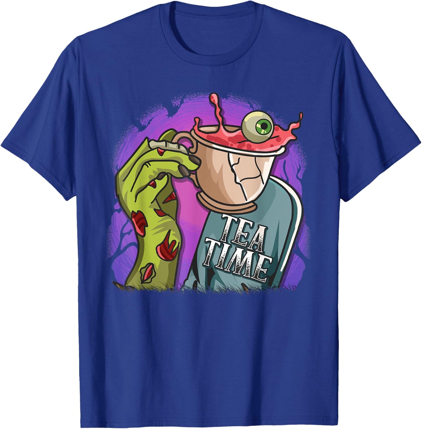 Funny Zombie Hand Tea Time Spooky Halloween Costume T-Shirt - T-Shirt | Royal