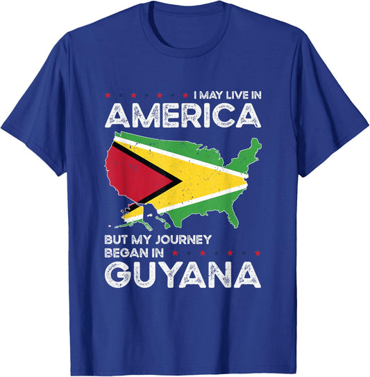 Guyanese American Patriot USA Grown Guyana US Flag T-Shirt - T-Shirt | Royal