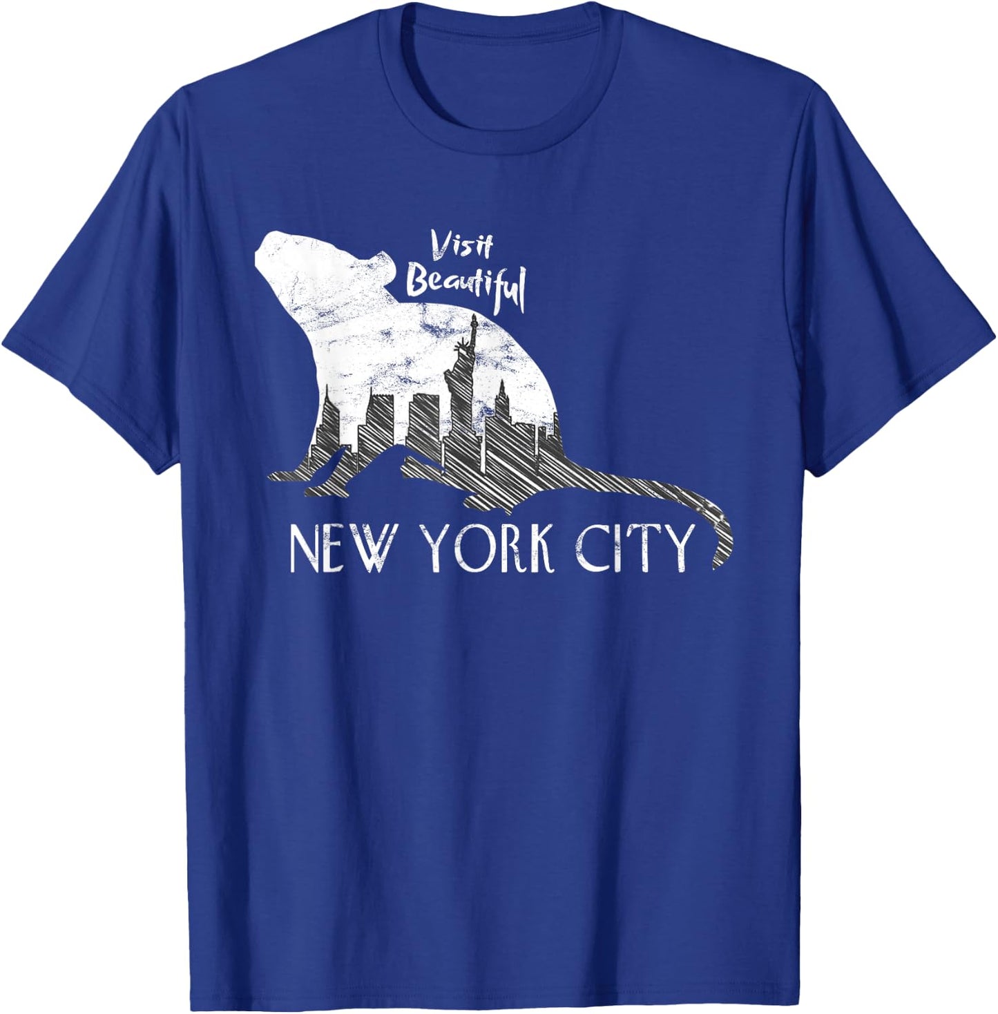 Visit Beautiful New York City Funny Rat Skyline Parody T-Shirt - T-Shirt | Royal