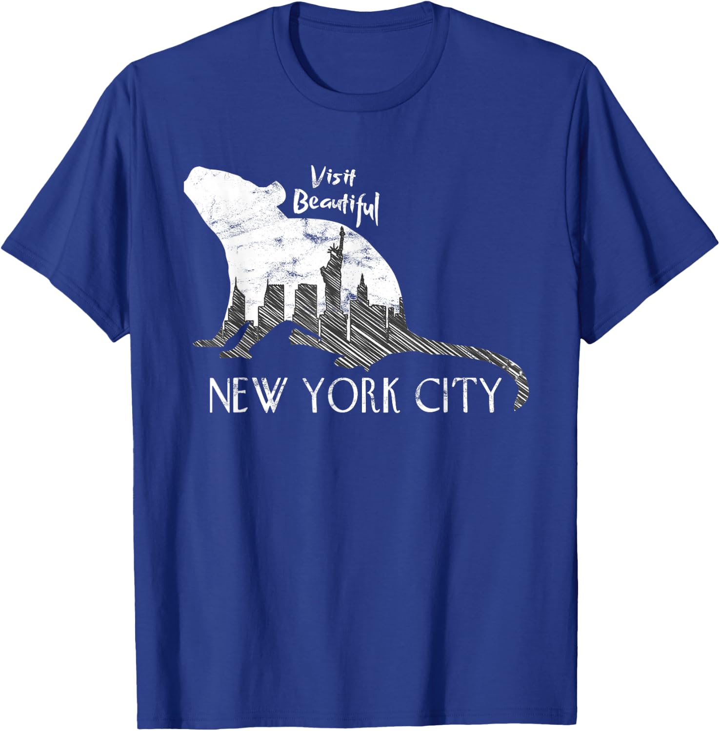 Visit Beautiful New York City Funny Rat Skyline Parody T-Shirt - T-Shirt | Royal