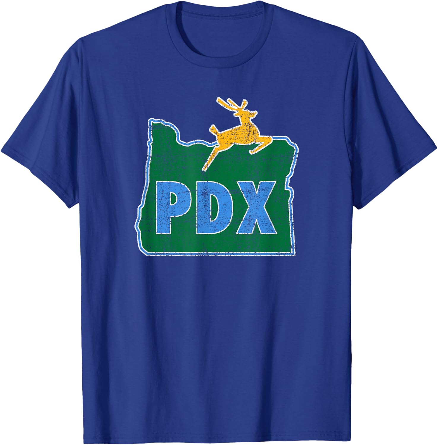 Portland Oregon Sign: PDX Flag Distressed - Portland Oregon T-Shirt - T-Shirt | Royal