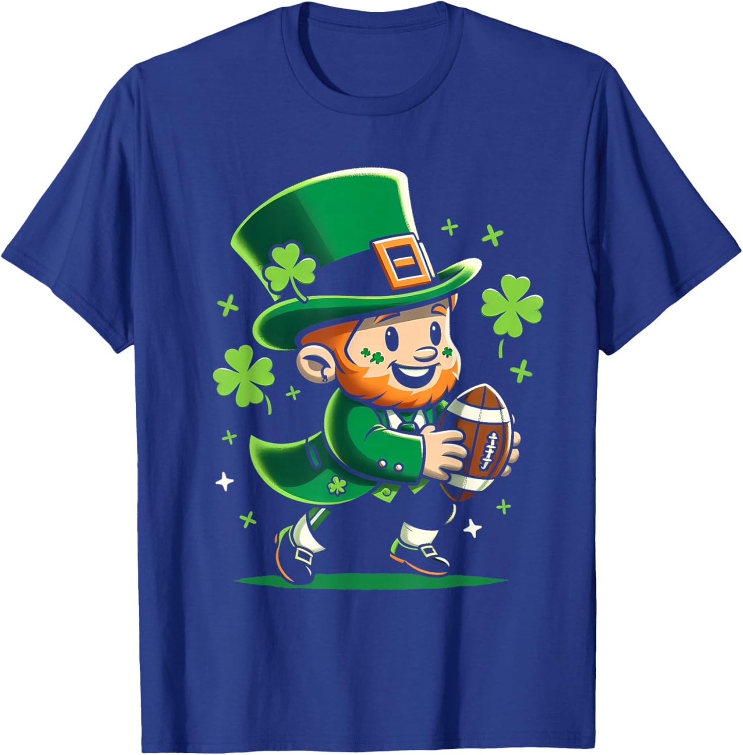 Leprechaun Playing Football St Patricks Day Shamrock Men Boy T-Shirt - T-Shirt | Royal