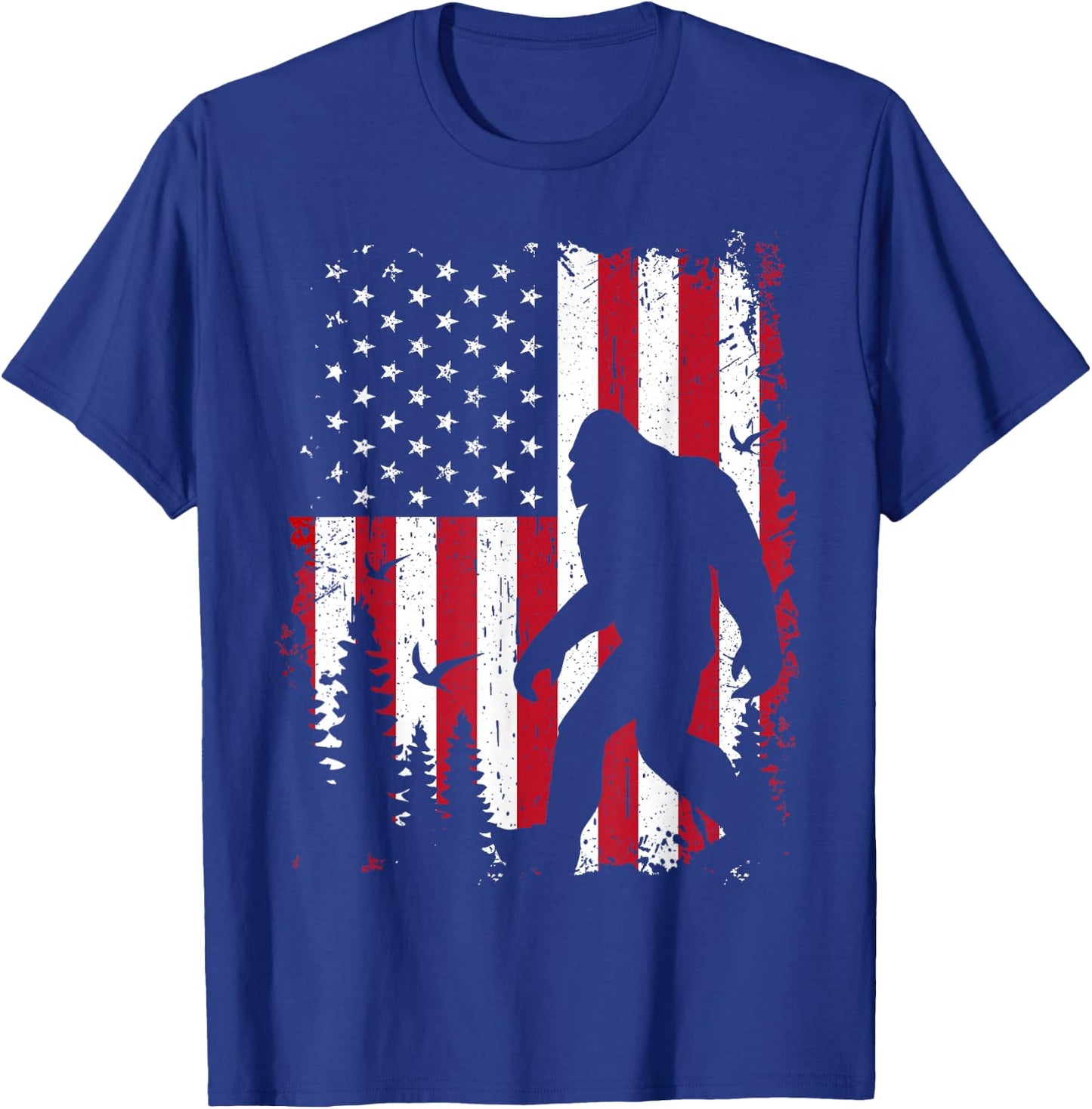 Bigfoot 4th of July American USA Flag Patriotic T-Shirt - T-Shirt | Royal
