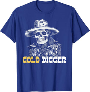 Gold Digger Mining Gold Panning Skull Funny Gold Tooth T-Shirt - T-Shirt | Royal