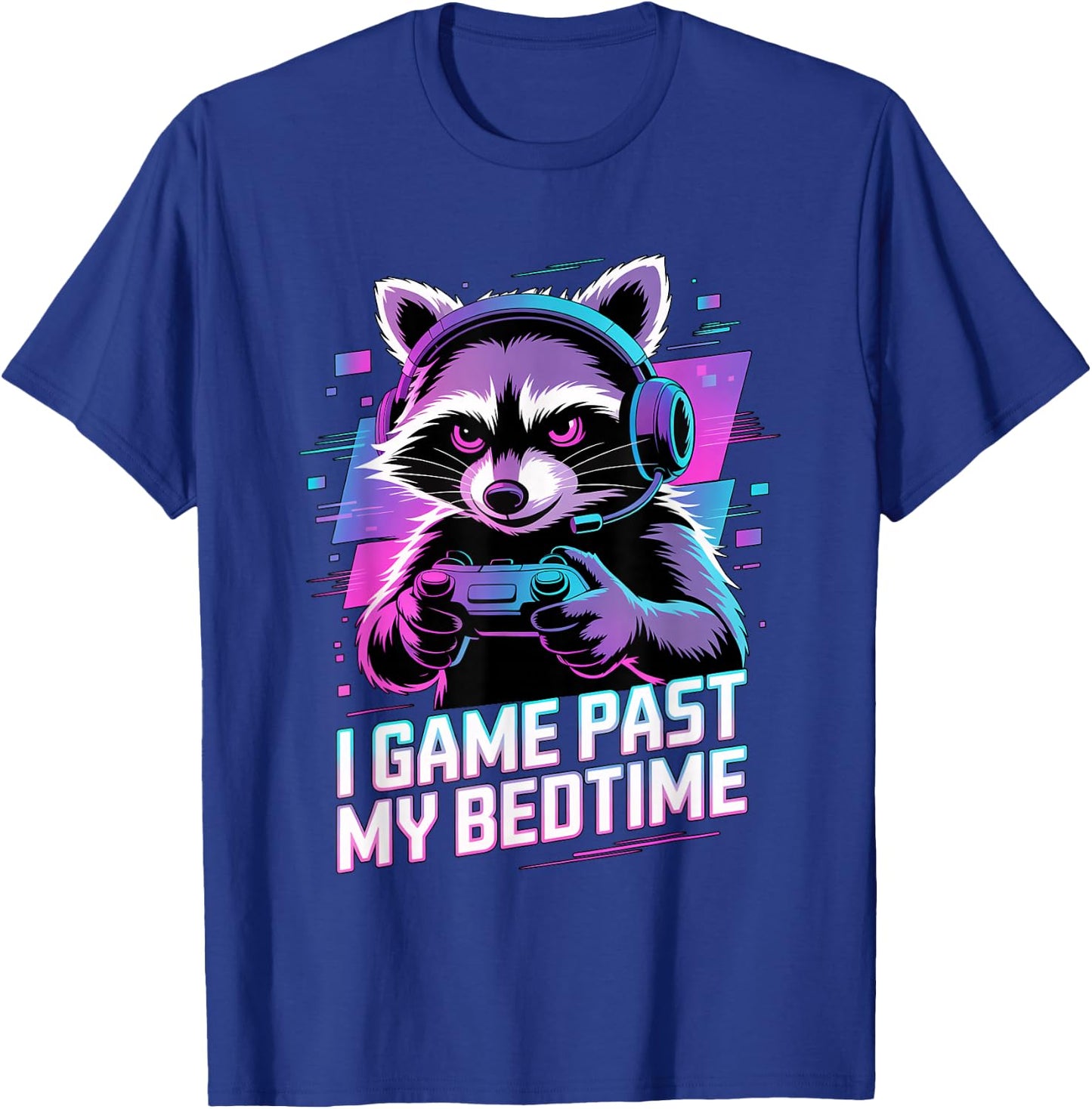 Raccoon Gaming I Game Past My Bedtime T-Shirt - T-Shirt | Royal