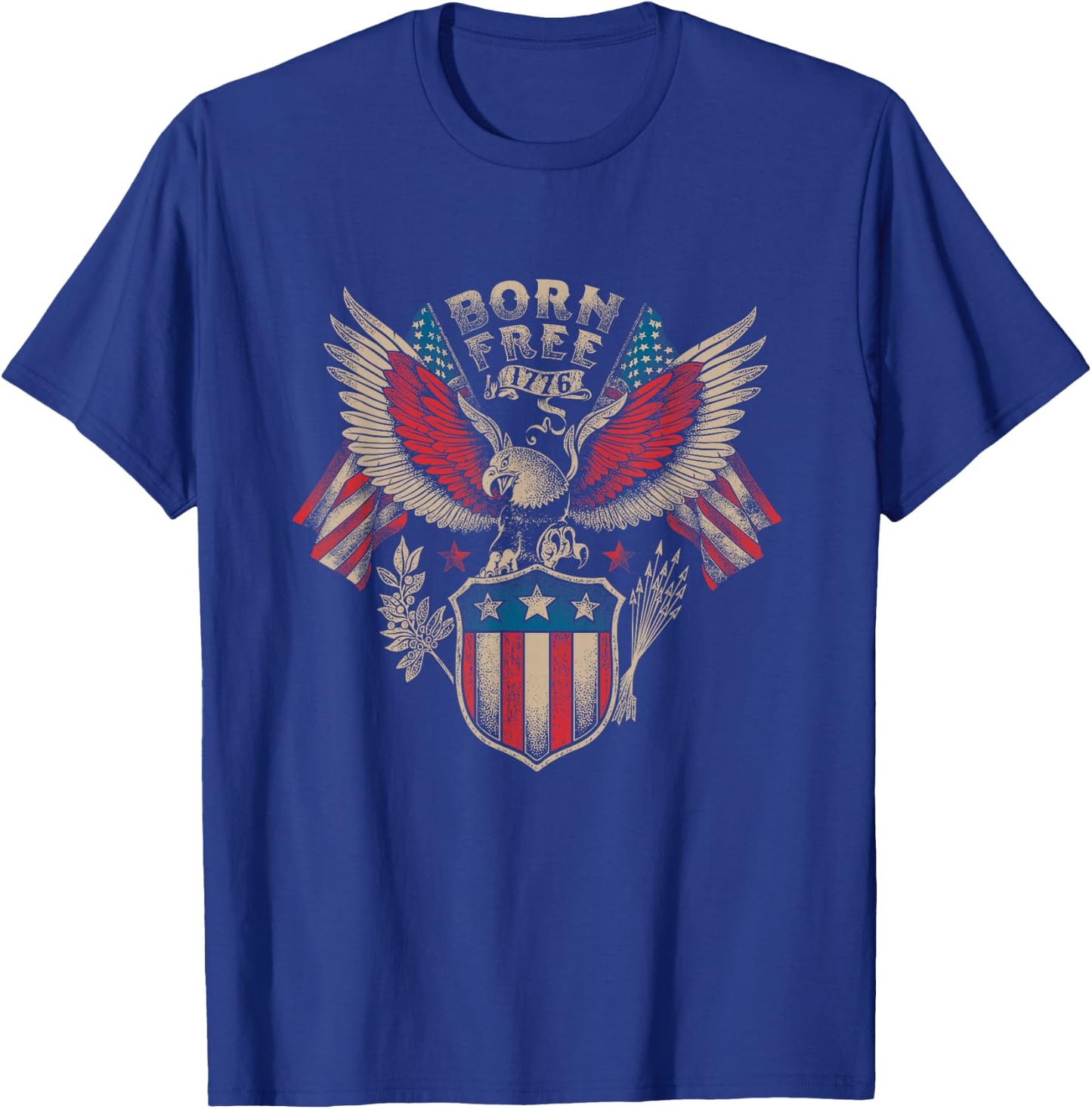 Born Free 1776 USA Patriot Eagle T-Shirt - T-Shirt | Royal