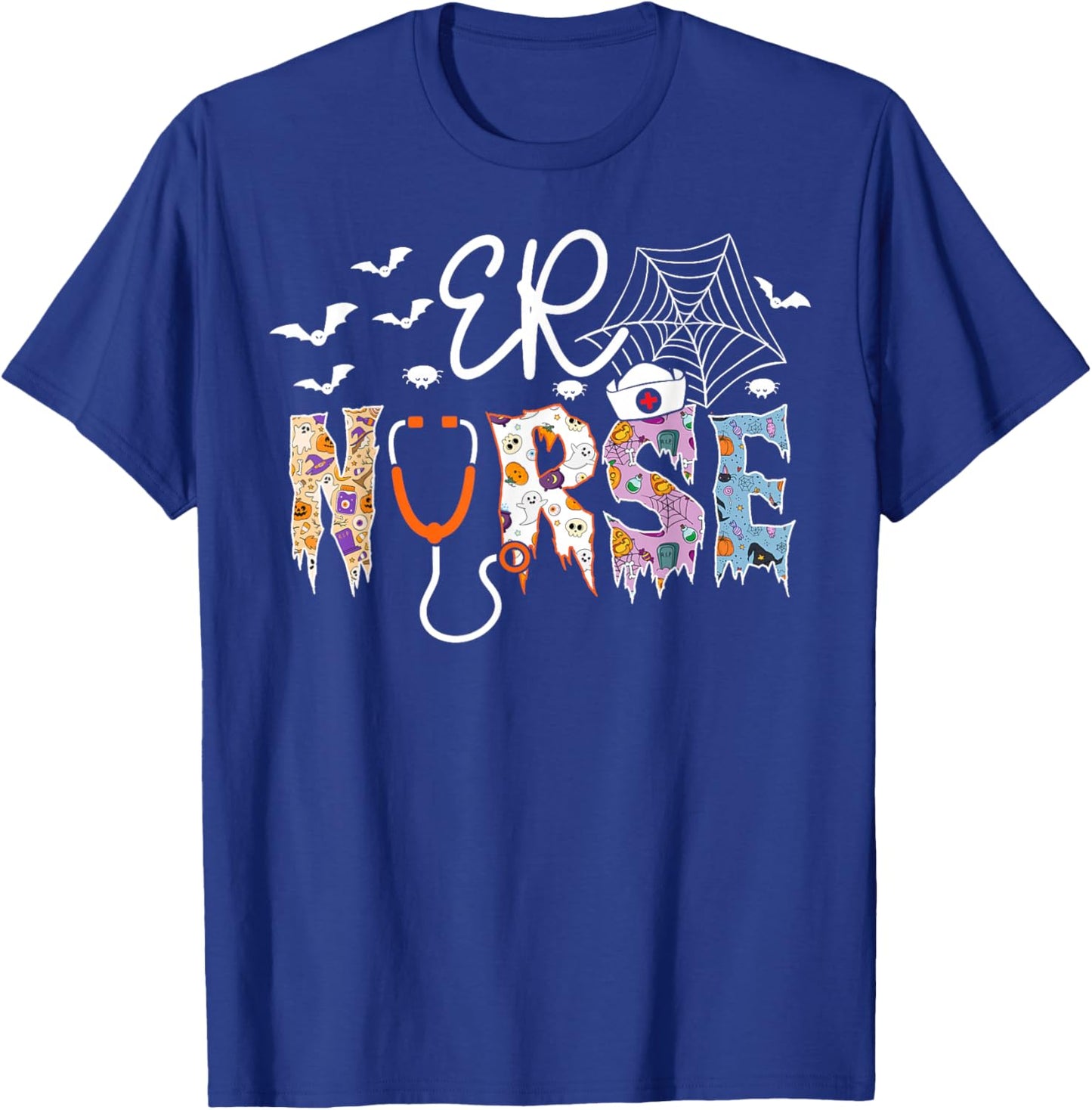 ER Nurse Spooky Halloween Costume Emergency Room Staff T-Shirt - T-Shirt | Royal