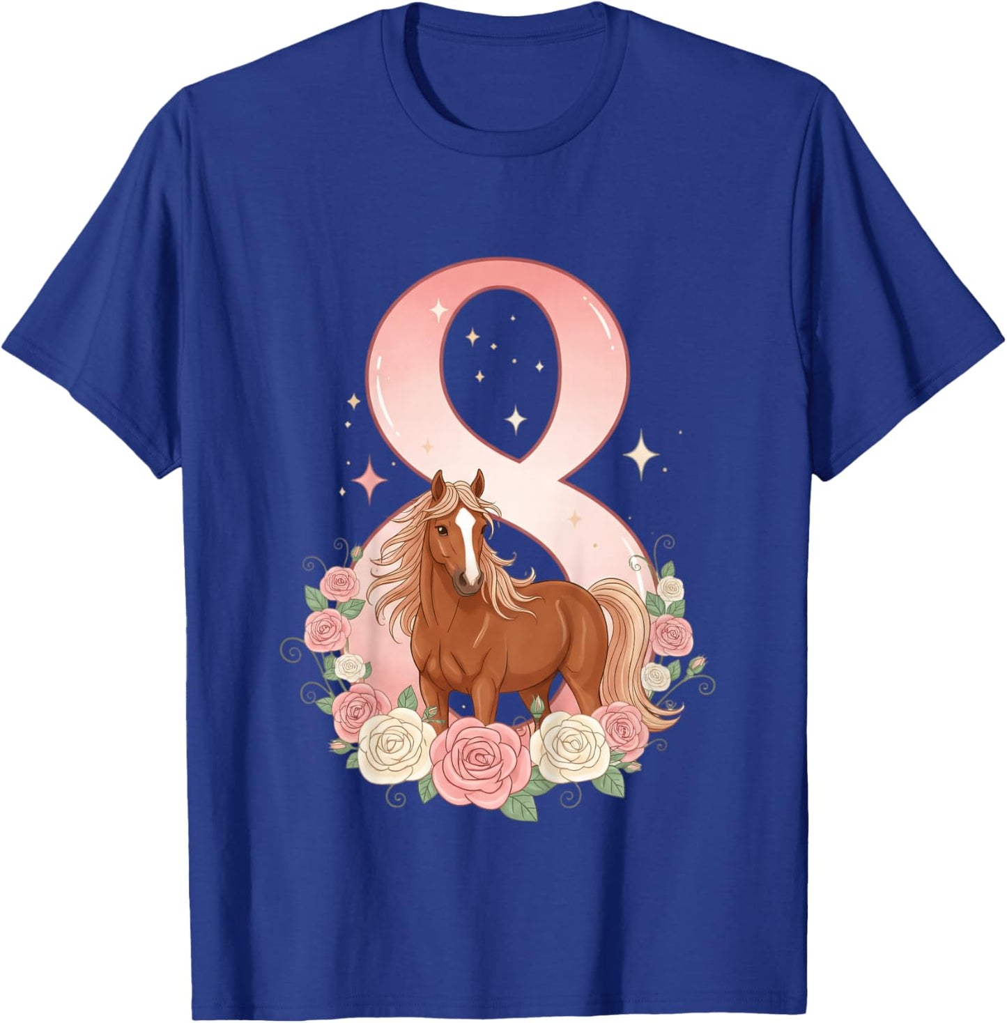 8e Anniversaire, Fille, Cheval, Poney | 8 Ans Anniversaire de Fille T-Shirt - T-Shirt | Royal